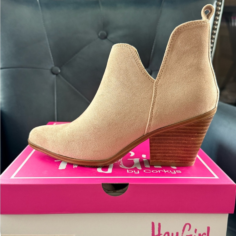 Corkys Sassy Pants Boots in Sand Faux Suede